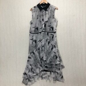 Simply Vera Vera Wang Dress Sleeveless Black White‎ Print Asymmetrical L